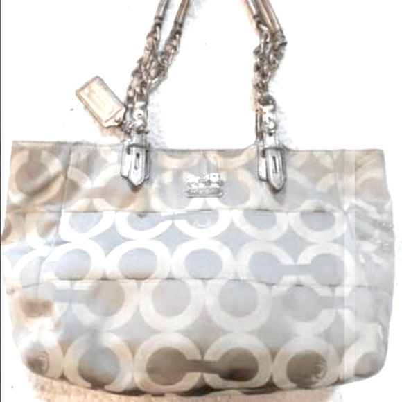 Coach Handbags - 🤍Coach🤍Silver Signature C Bag beautiful Shimmery Silver Excellent condition!🤍